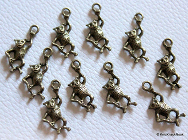 10 x Zinc Alloy Bronze Tone Monkey Charms Pendants 21x9x3mm